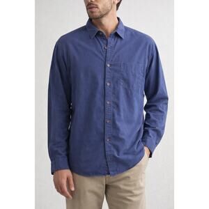 CoastAoro Blue Button Down Shirt Cotton Long Sleeve Pocket Casual L coastal